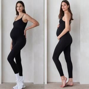 BumpSuit The Kate Maternity Unitard XS Black Spaghetti Straps Stretch